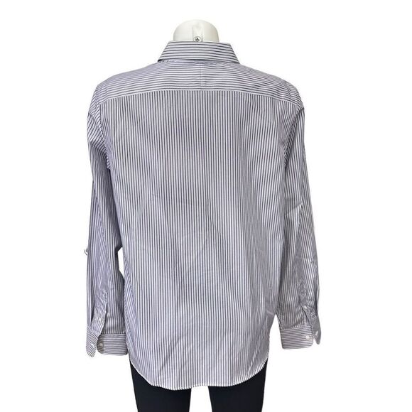 Lauren Ralph Lauren Striped Purple‎ NON IRON Button Down Collared Shirt sz large - Picture 4 of 7